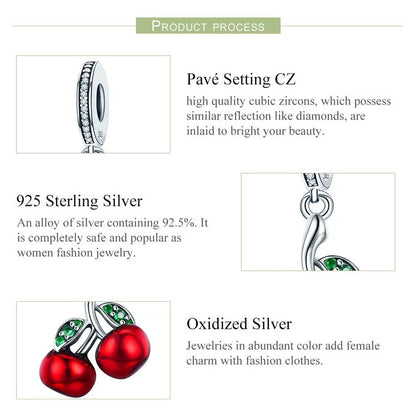 Sterling 925 silver Cherries Charm