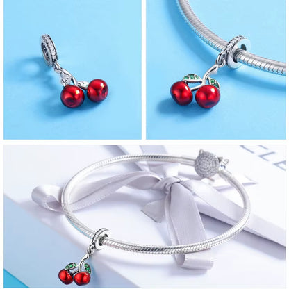 Sterling 925 silver Cherries Charm