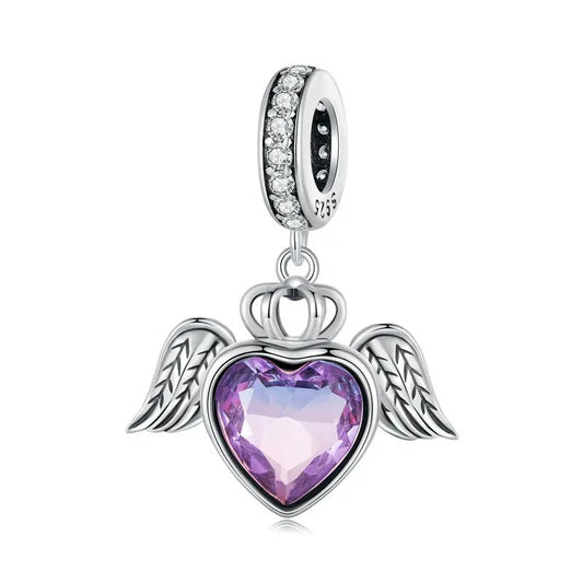 Sterling 925 Silver Heart with wings charm