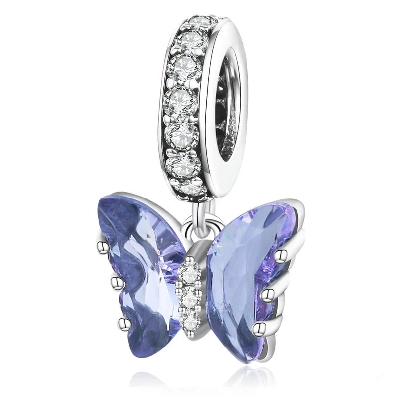 Sterling 925 Silber lila Schmetterling Charme