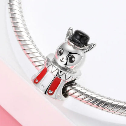 Sterling 925 silver Colorful Circus Rabbit in Hat Charm