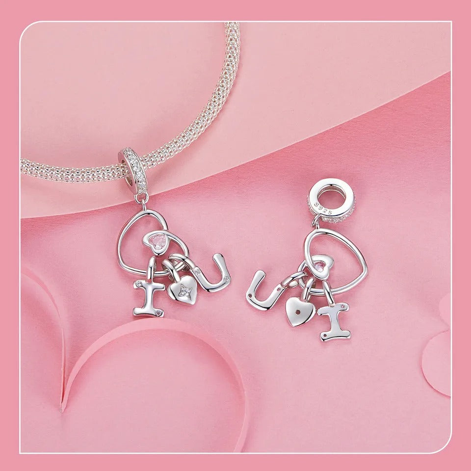 Sterling 925 Silber Ich liebe dich Anhänger Charm