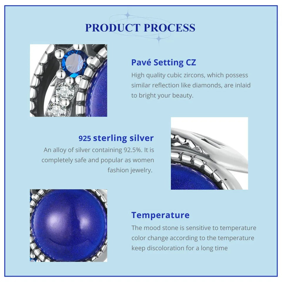 Sterling 925 Silber Temperatur wechselnde Farbe Halbmond Charme
