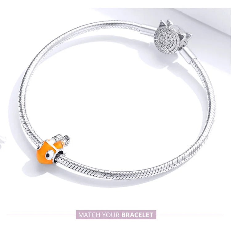 Sterling 925 Silver Clownfish Charm