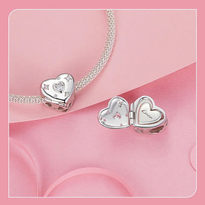 Sterling 925 silver Heart shaped proposal box locket charm