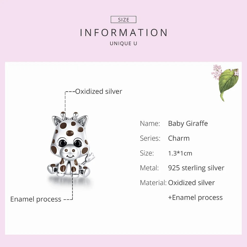 Sterling 925 Silver Baby Giraffe charm