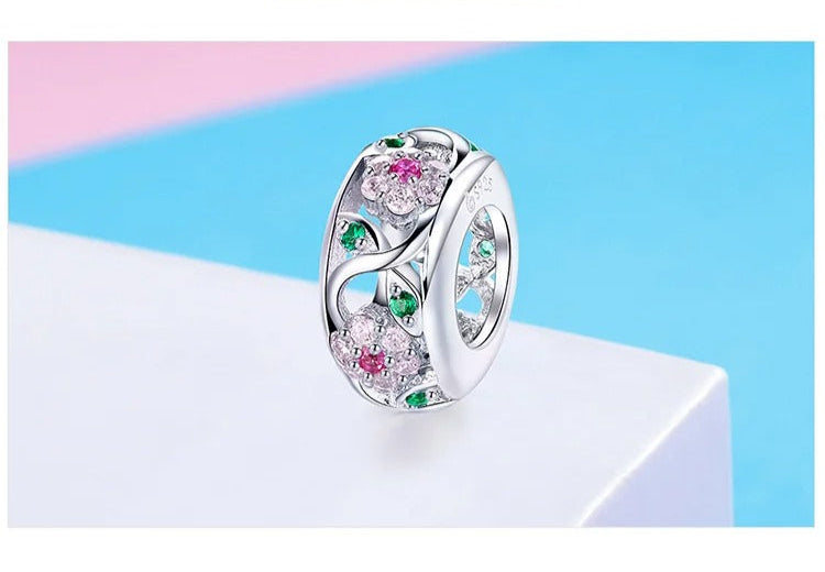 Sterling 925 Silver Spring Colorful Floral Zircon Charm