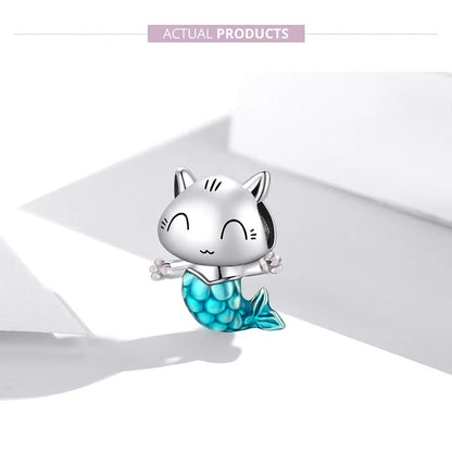 Sterling 925 Silver Mermaid Kitty charm