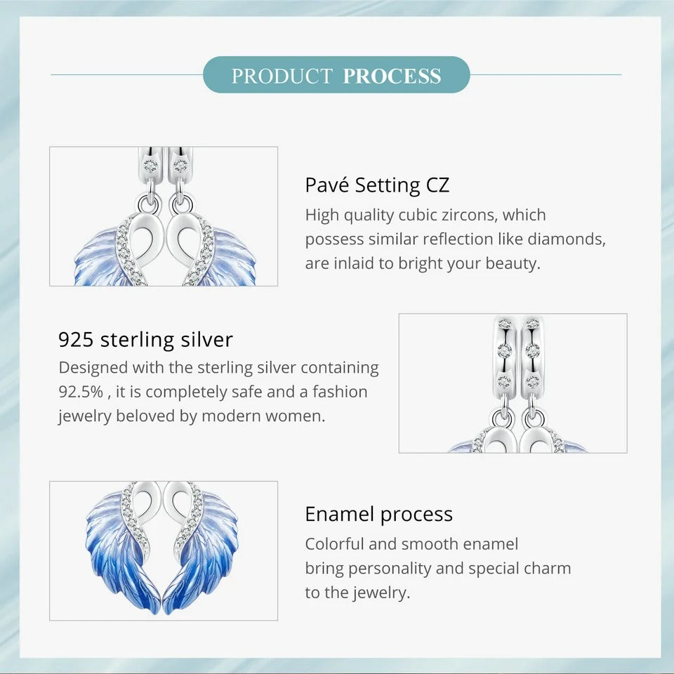 Sterling 925 Silber Freiheit Flügel doppelt Charme