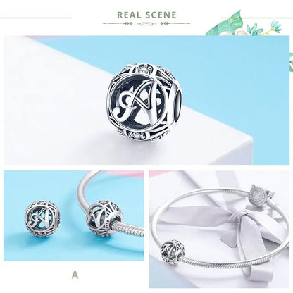 Sterling 925 Silver initials charm- A-Z Alphabets