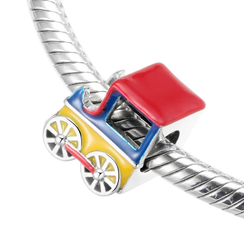 Sterling 925 silver Colorful Circus Train Charm