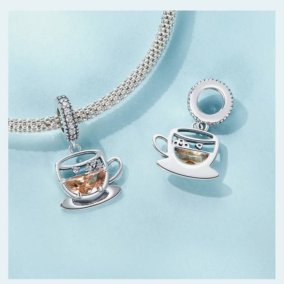 Sterling 925 silver Cup of tea Charm