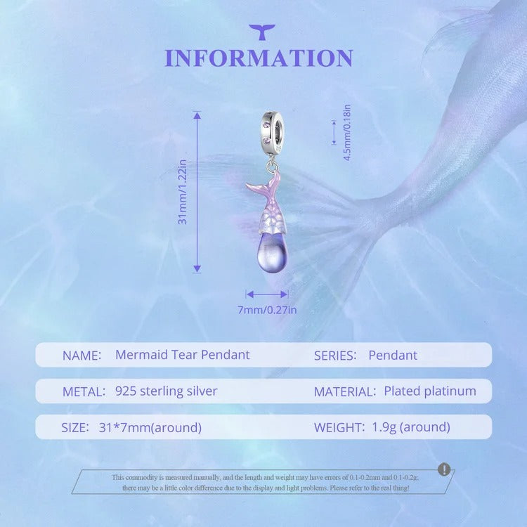 Sterling 925 Chromatic/ Lila Meerjungfrau Schwanz Anhänger