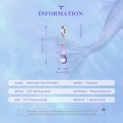 Sterling 925 Chromatic/ Lila Meerjungfrau Schwanz Anhänger