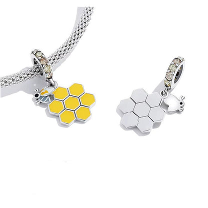 Sterling 925 Silver Honeycomb and Bee charm