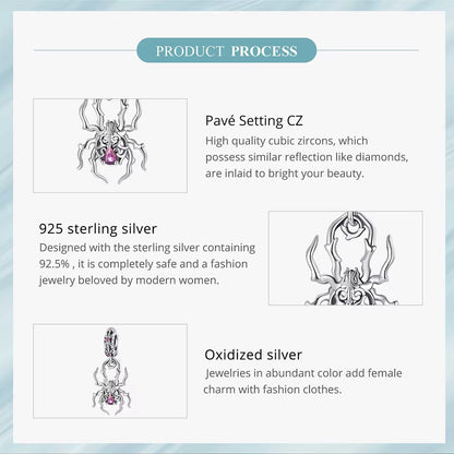 Sterling 925 Silver Spider with Purple Heart Charm