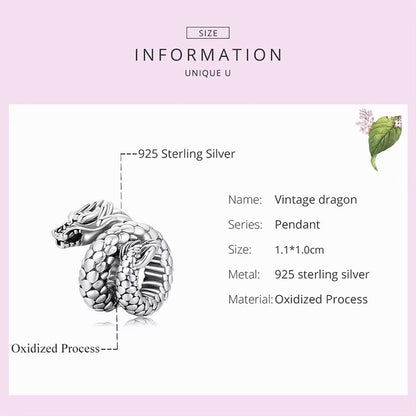 Sterling 925 Silver Dragon charm