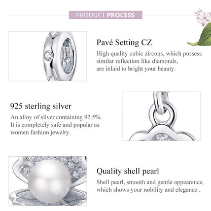 Sterling 925 Silver Pearl in Shell Charm