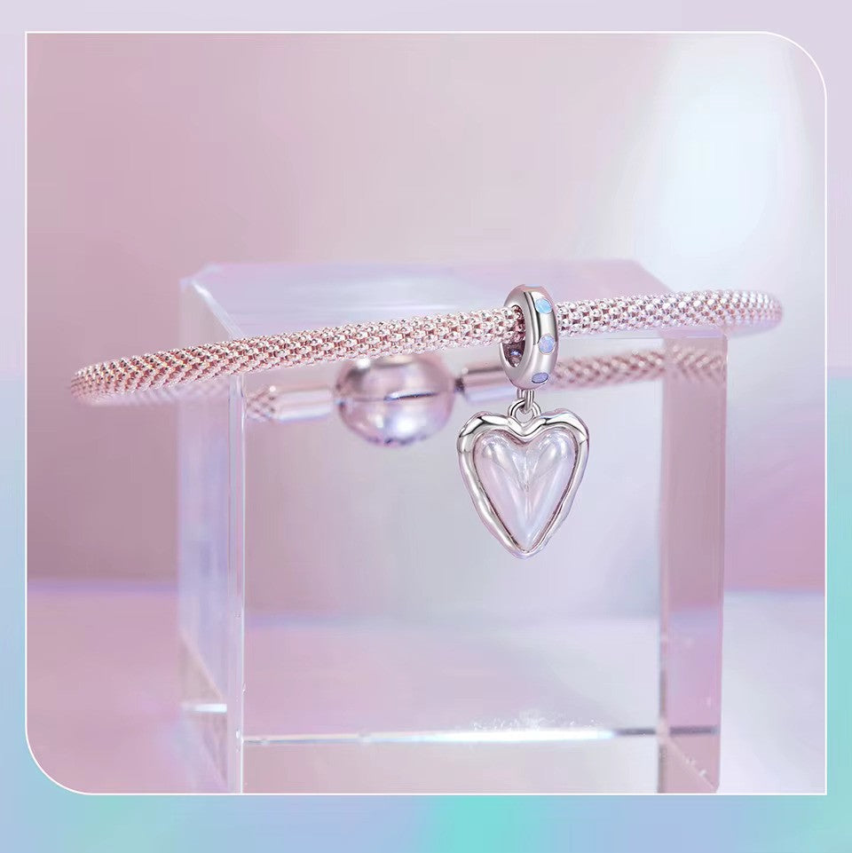 Sterling 925 Silver Vintage Pearl Heart Charm