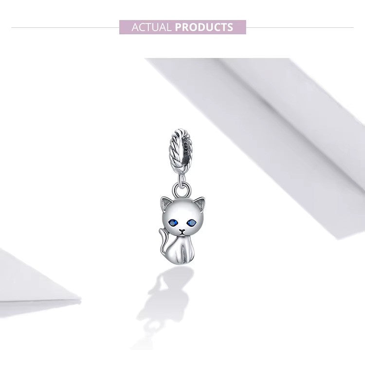 Sterling 925 Silver Cute Cat charm