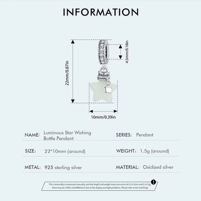 Sterling 925 Silber leuchtender Stern Charme