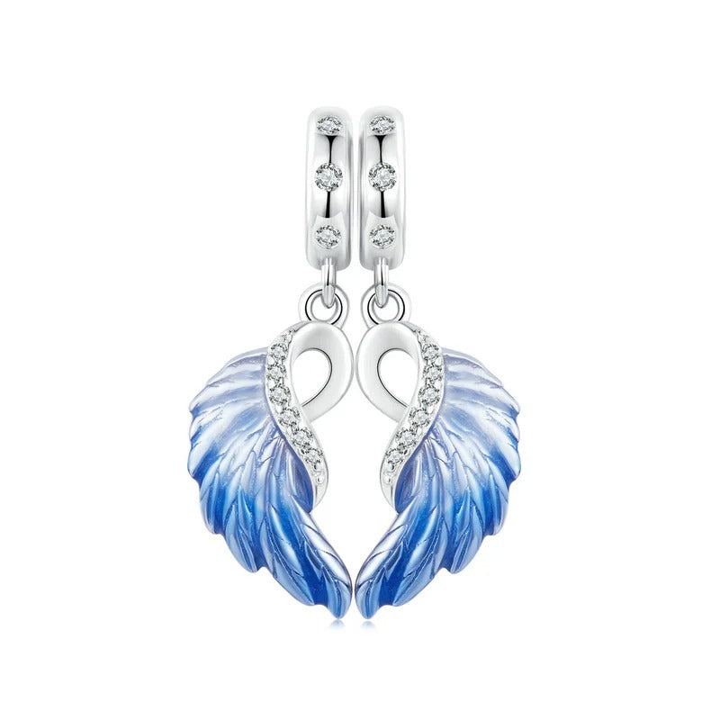 Sterling 925 Silver Freedom wings double charm