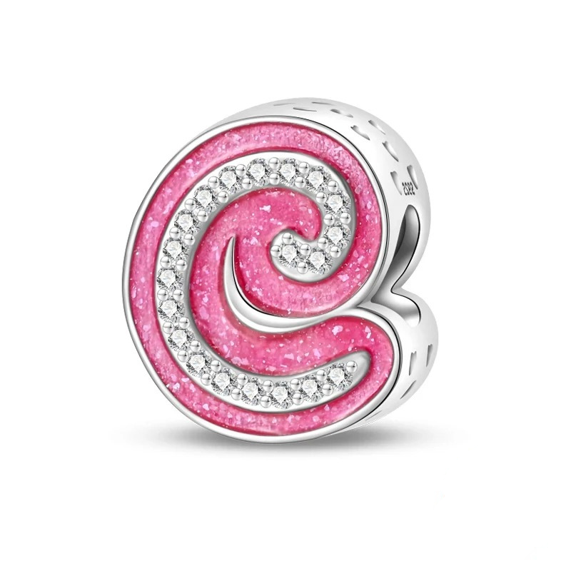 Pink Girly Sterling 925 Silver Alphabet initials charm