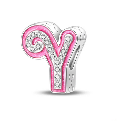 Pink Girly Sterling 925 Silver Alphabet initials charm