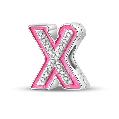 Pinker Girly Sterling 925 Silber Alphabet Initialen Charm