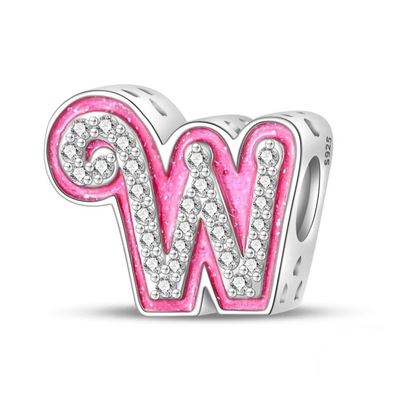 Pink Girly Sterling 925 Silver Alphabet initials charm