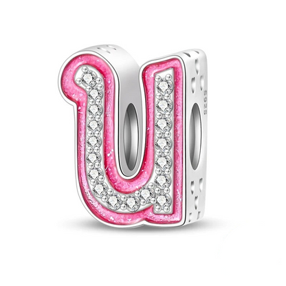 Pinker Girly Sterling 925 Silber Alphabet Initialen Charm