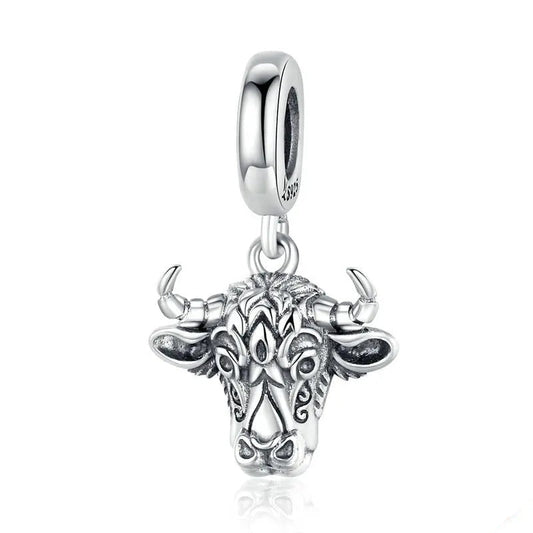 Sterling 925 Silver Bull Face charm