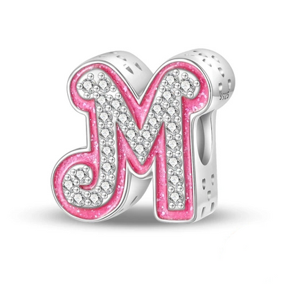 Pink Girly Sterling 925 Silver Alphabet initials charm