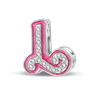 Pink Girly Sterling 925 Silver Alphabet initials charm