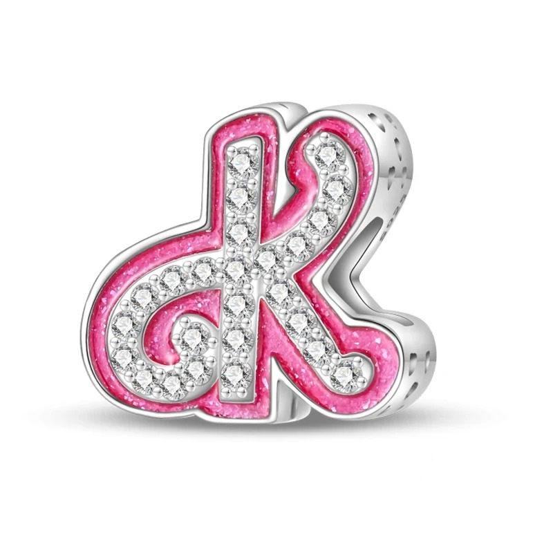 Pinker Girly Sterling 925 Silber Alphabet Initialen Charm