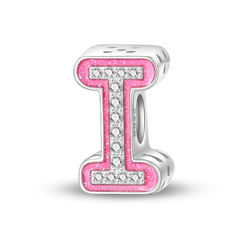 Pinker Girly Sterling 925 Silber Alphabet Initialen Charm