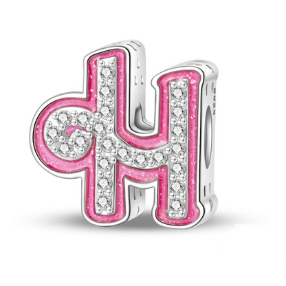 Pink Girly Sterling 925 Silver Alphabet initials charm