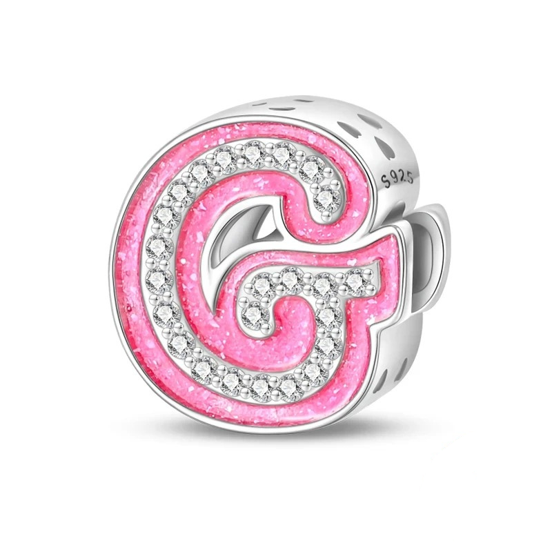 Pinker Girly Sterling 925 Silber Alphabet Initialen Charm