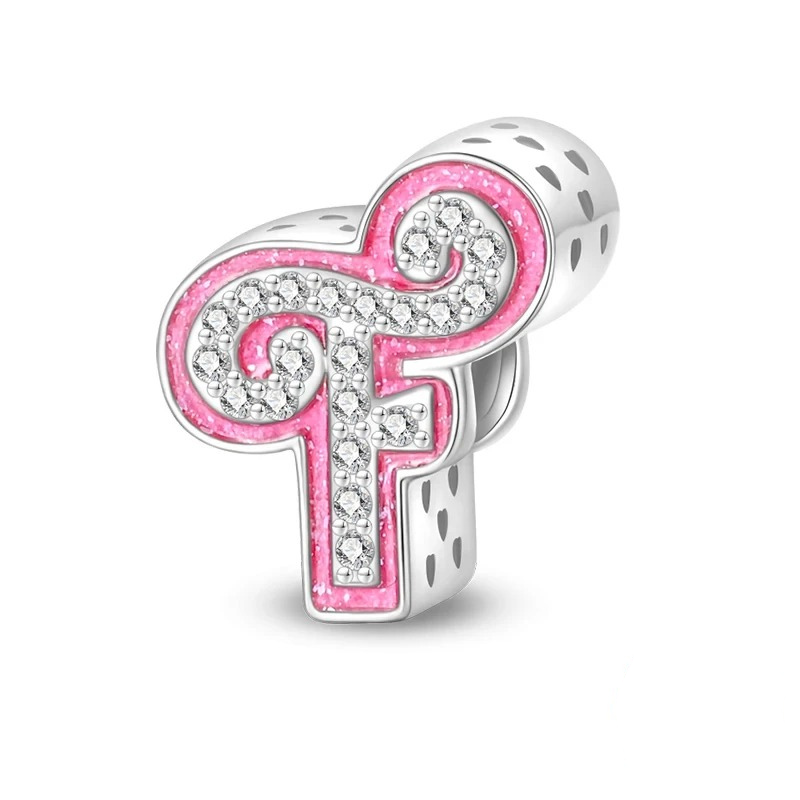 Pink Girly Sterling 925 Silver Alphabet initials charm