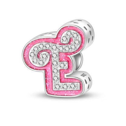 Pink Girly Sterling 925 Silver Alphabet initials charm