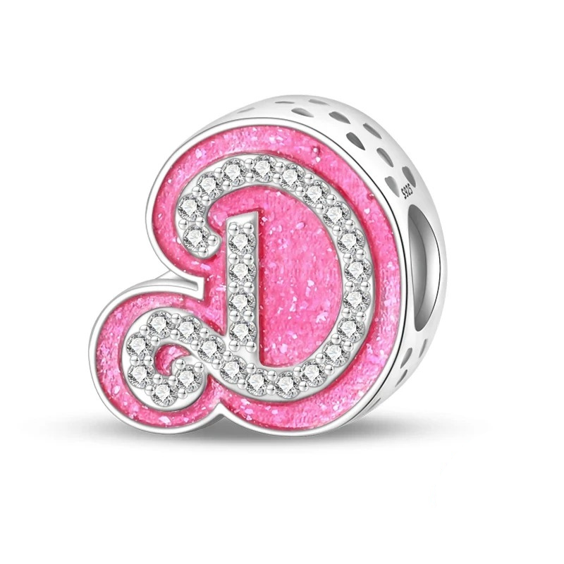 Pinker Girly Sterling 925 Silber Alphabet Initialen Charm