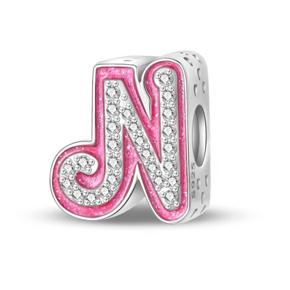 Pinker Girly Sterling 925 Silber Alphabet Initialen Charm