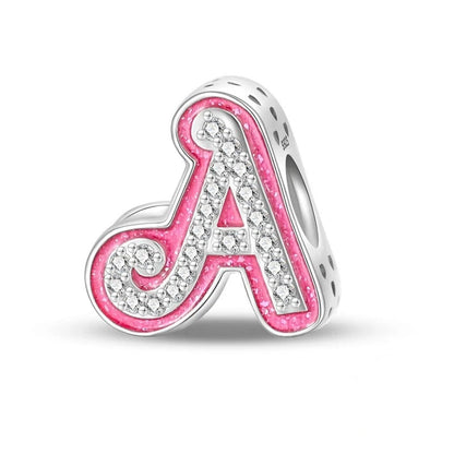 Pinker Girly Sterling 925 Silber Alphabet Initialen Charm