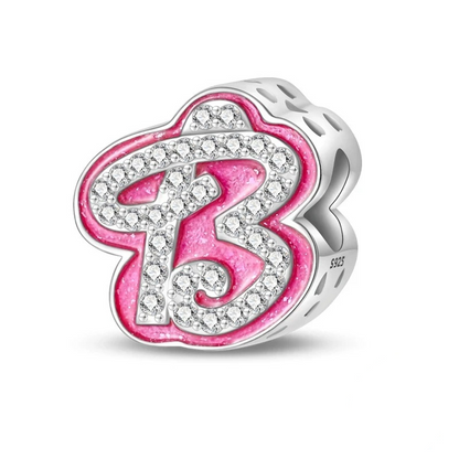 Pinker Girly Sterling 925 Silber Alphabet Initialen Charm