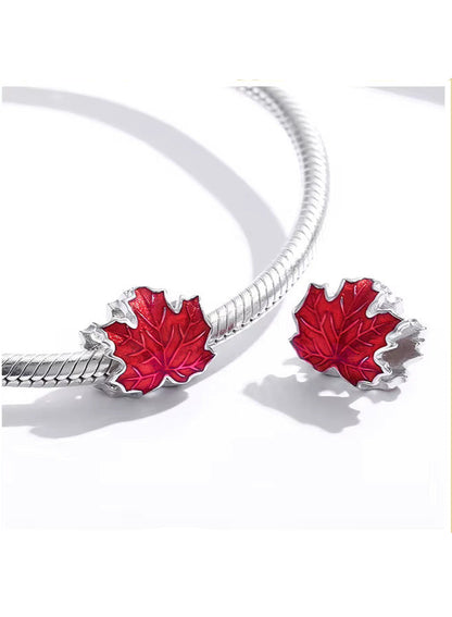 Sterling 925 silver Red Maple Leaf Charm