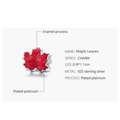 Sterling 925 silver Red Maple Leaf Charm