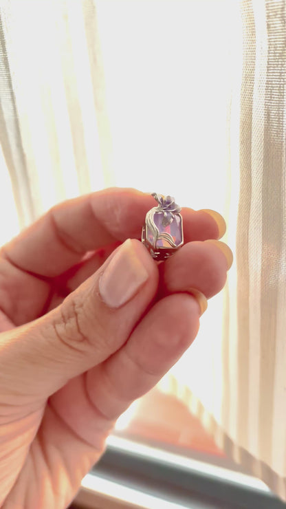 Sterling 925 silver Shiny Iris Flower Charm