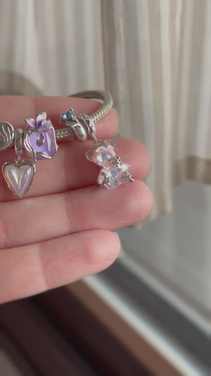 Sterling 925 silver Shiny Iris Flower Charm