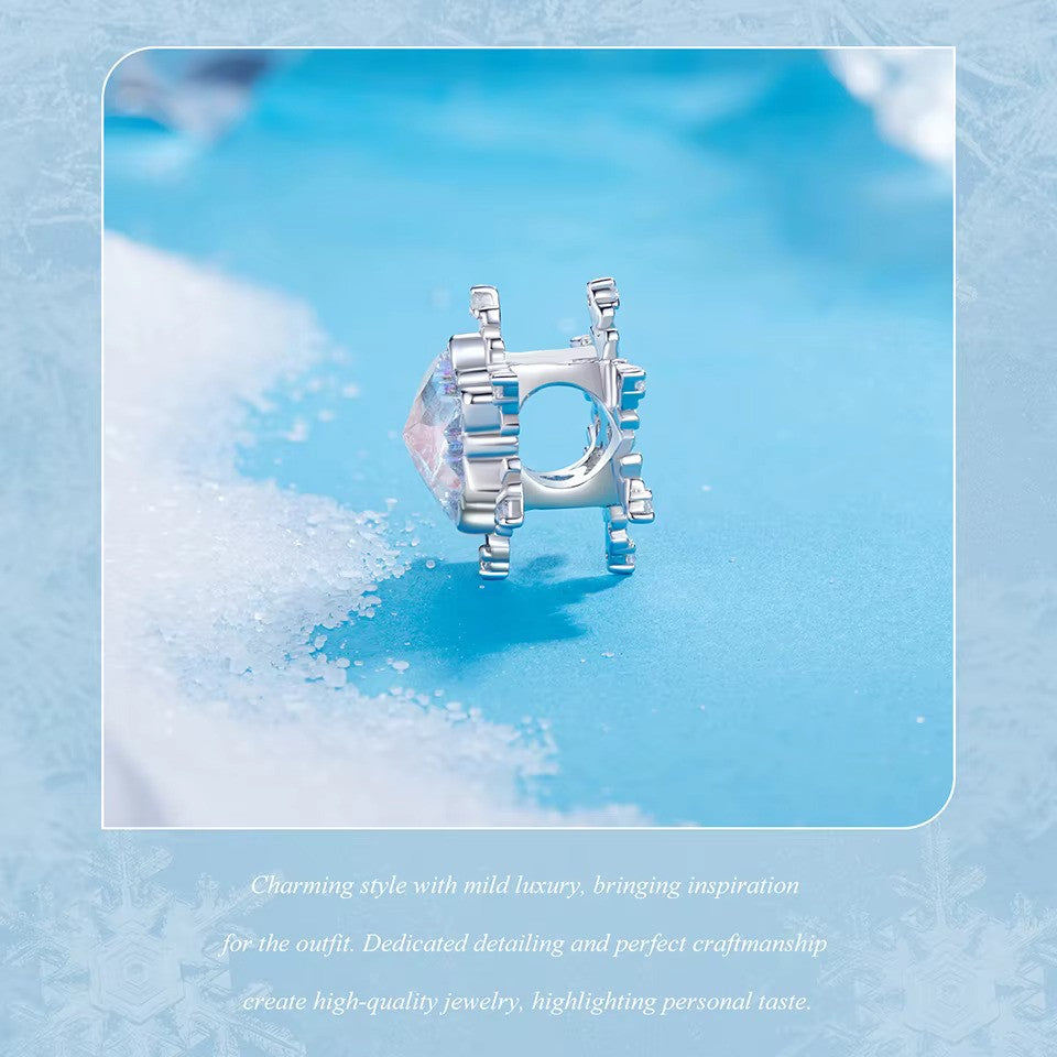 Sterling 925 Silver Icy crystal Snow Charm