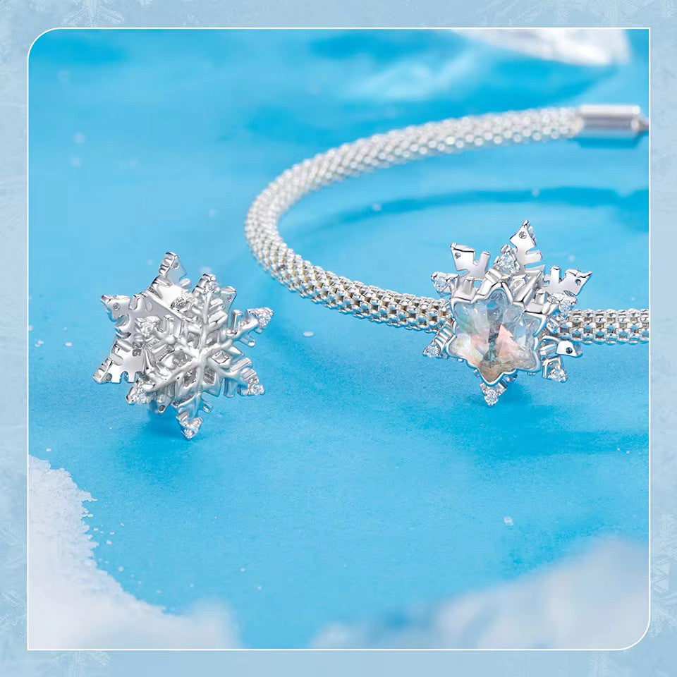 Sterling 925 Silver Icy crystal Snow Charm